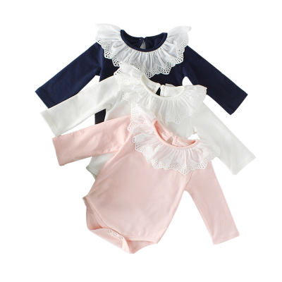 Princess Baby Girl Romper Lace Collar Cotton Baby Rompers Long Sleeves Infant Jumpsuit Toddler Baby Girl Clothes 1PC