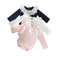 Princess Baby Girl Romper Lace Collar Cotton Baby Rompers Long Sleeves Infant Jumpsuit Toddler Baby Girl Clothes 1PC