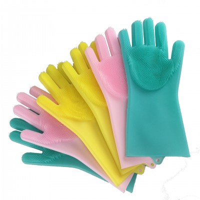 Kitchen Dishwashing Gloves Multi-Function Silicon Dishwashing Brush Housework Kitchen Cleaning Gloves Heat Resistant