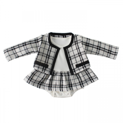 Fashion Baby Rompers for Girls Plaid Infant Jumpsuit Baby Girl Romper with Coat Toddler Clothes Baby Costume