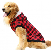 Jacket British Plaid Pet Warm Outfit Thicker Fleece Dog Hoodie Dog Winter Coat with Removable Hat Windproof Vest for S M L Dogs