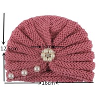 Knitted Baby Winter Hat for Girls 12 Colors Pearls Baby Beanie Turban Hats Kids Cap Newborn Hat for Girls Toddler Accessories