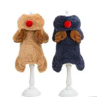 Wholesale warm thick double side plush WINTER Christmas deer DOG jumpsuit