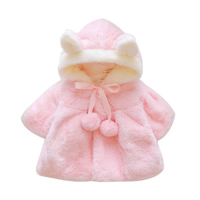 Winter Rabbit Ear Warm Newborn Baby Girls Fur Coat Cloak Jacket Snowsuit Outerwear Infant Hooded Casual Baby Girls Clothing