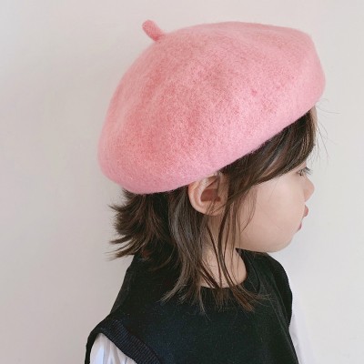 Fashion Wool Baby Hat for Girls Candy Color Elastic Infant Baby Beret Hat Kids Caps for Girls 1-4 Years 1 PC